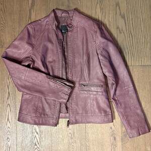 Reitmans Burgundy Faux Leather Moto Biker Jacket, M